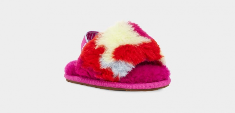 Kapcie Dziecięce Ugg Fluff Yeah Camopop Czerwone | SUF-837025