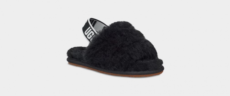 Kapcie Dziecięce Ugg Fluff Yeah Czarne | DBV-583014