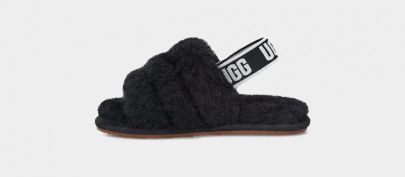 Kapcie Dziecięce Ugg Fluff Yeah Czarne | DBV-583014