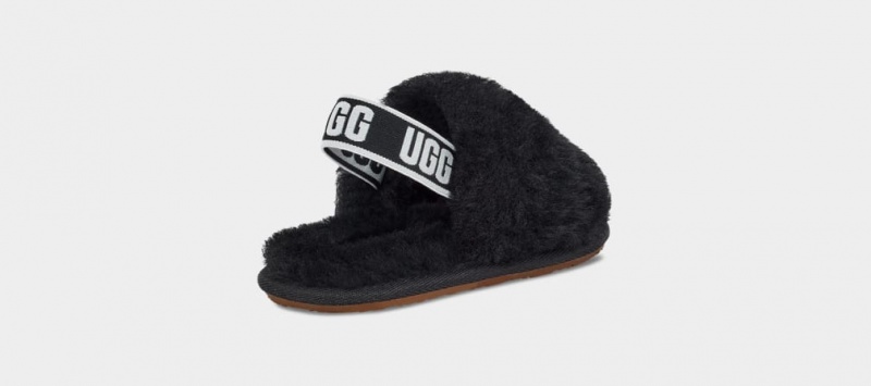 Kapcie Dziecięce Ugg Fluff Yeah Czarne | DBV-583014