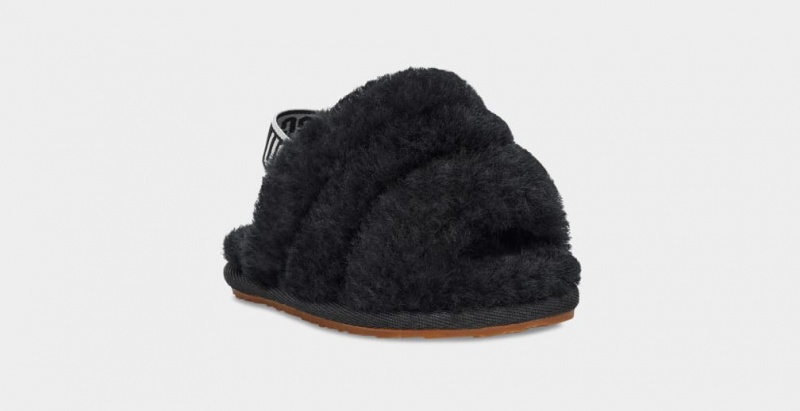 Kapcie Dziecięce Ugg Fluff Yeah Czarne | FCV-642573