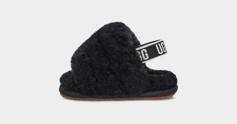 Kapcie Dziecięce Ugg Fluff Yeah Czarne | FCV-642573