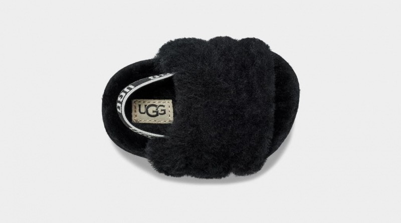 Kapcie Dziecięce Ugg Fluff Yeah Czarne | FCV-642573