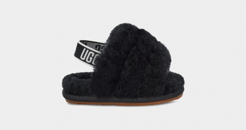 Kapcie Dziecięce Ugg Fluff Yeah Czarne | FCV-642573