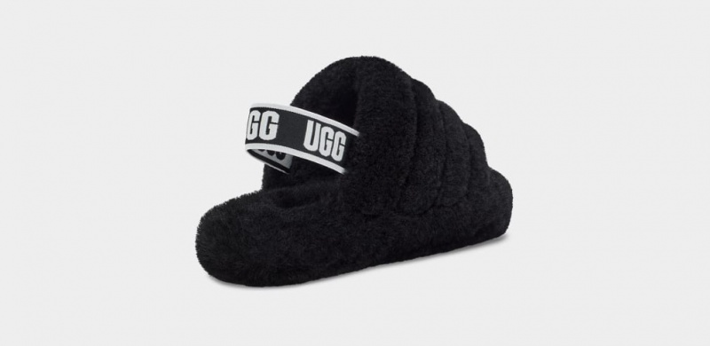 Kapcie Dziecięce Ugg Fluff Yeah Czarne | UKE-579346