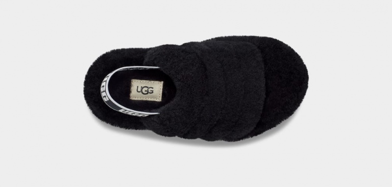 Kapcie Dziecięce Ugg Fluff Yeah Czarne | UKE-579346