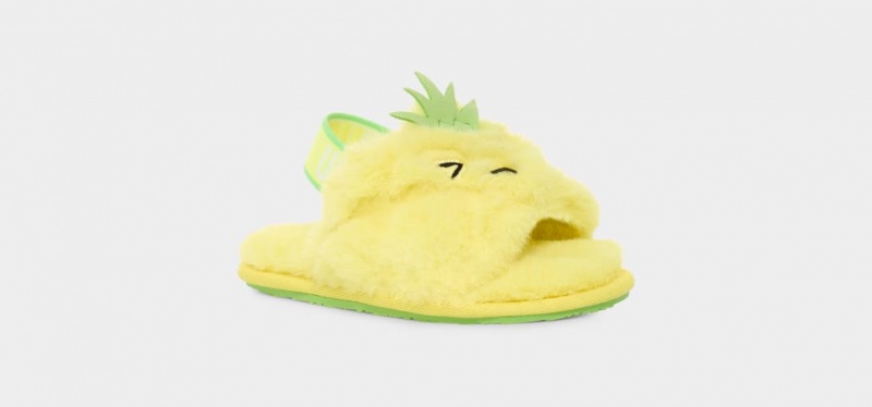 Kapcie Dziecięce Ugg Fluff Yeah Pineapple Stuffie Żółte | LDO-039468