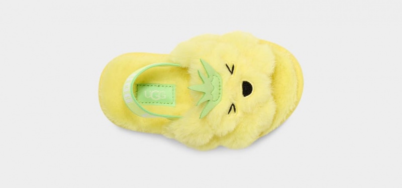 Kapcie Dziecięce Ugg Fluff Yeah Pineapple Stuffie Żółte | LDO-039468