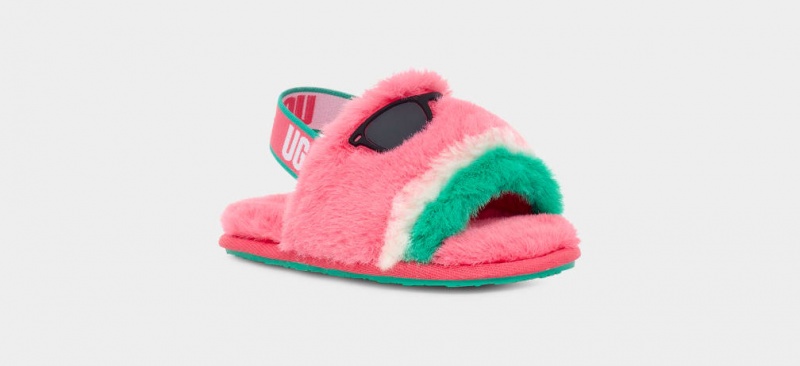 Kapcie Dziecięce Ugg Fluff Yeah Watermelon Stuffie Różowe | MVQ-178426