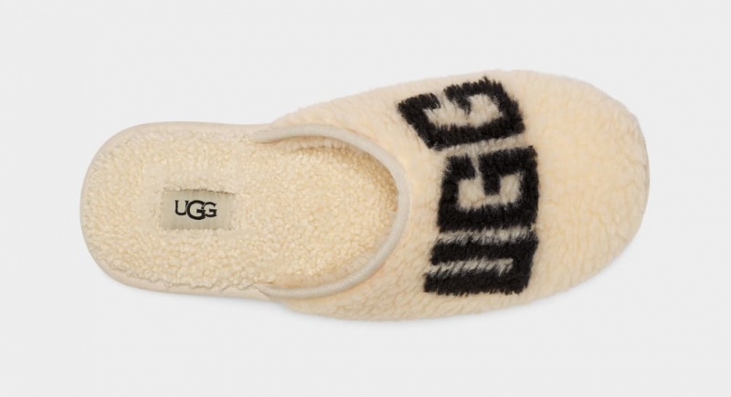 Kapcie Męskie Ugg Scuff Curly Grafiką Beżowe | RGF-801425