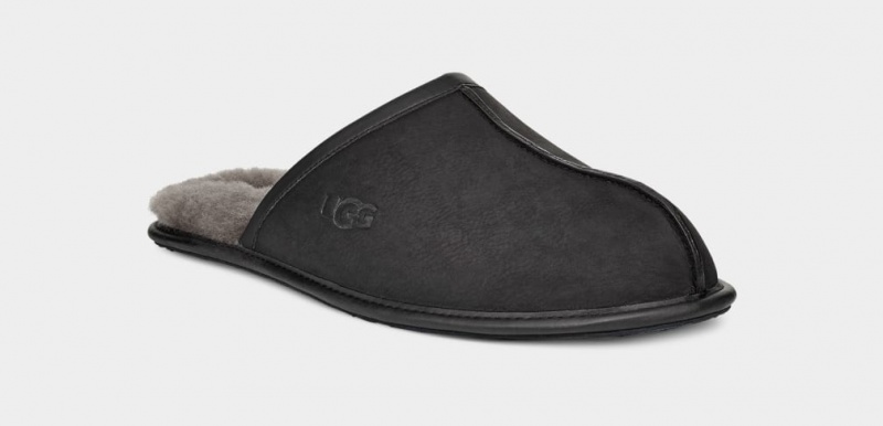 Kapcie Męskie Ugg Scuff Skórzane Czarne | FOP-924087