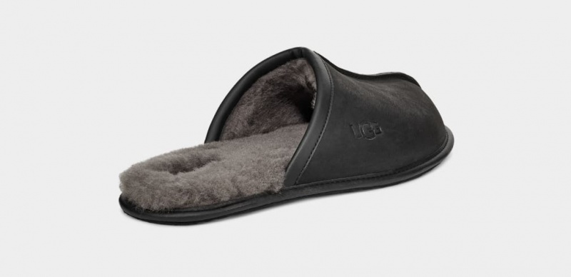 Kapcie Męskie Ugg Scuff Skórzane Czarne | FOP-924087