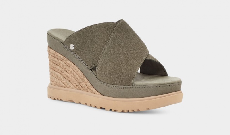 Klapki Damskie Ugg Abbot Zielone | OQI-527493