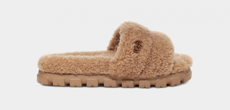 Klapki Damskie Ugg Cozetta Curly Brązowe | BHS-398654