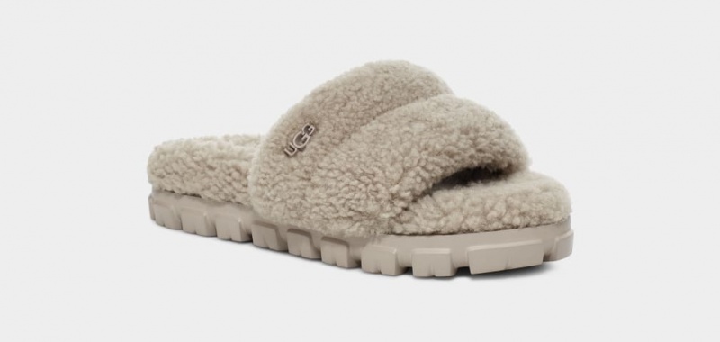 Klapki Damskie Ugg Cozetta Curly Szare | QVG-142830