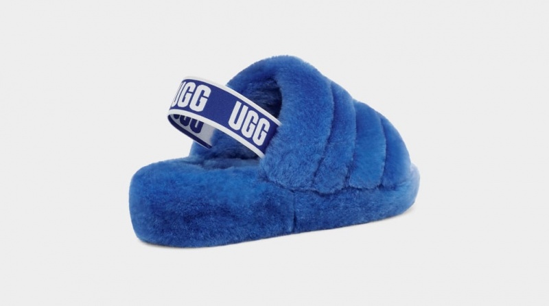 Klapki Damskie Ugg Fluff Yeah Niebieskie | XGM-645302