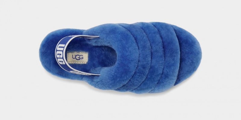 Klapki Damskie Ugg Fluff Yeah Niebieskie | XGM-645302