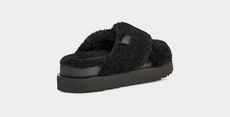 Klapki Damskie Ugg Fuzz Sugar Cross Czarne | LXH-708164