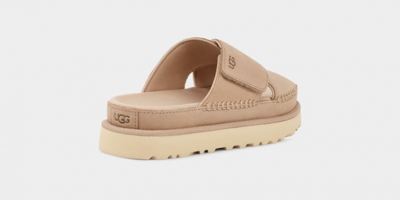 Klapki Damskie Ugg Goldenstar Cross Brązowe | PCQ-183706