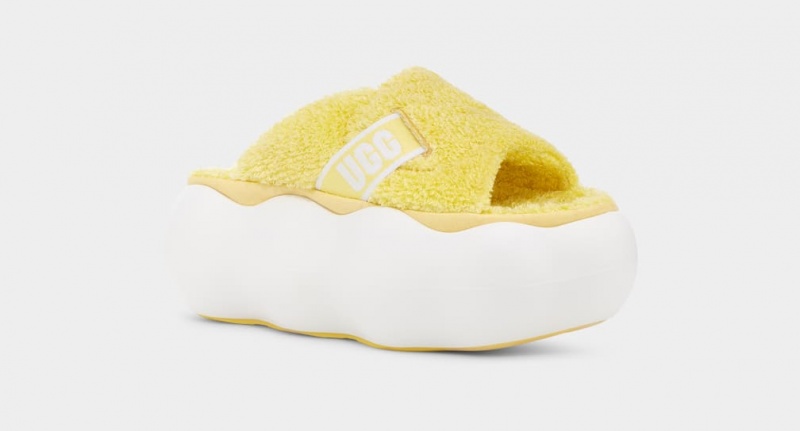 Klapki Damskie Ugg Sugarcloud Żółte | CHG-539482