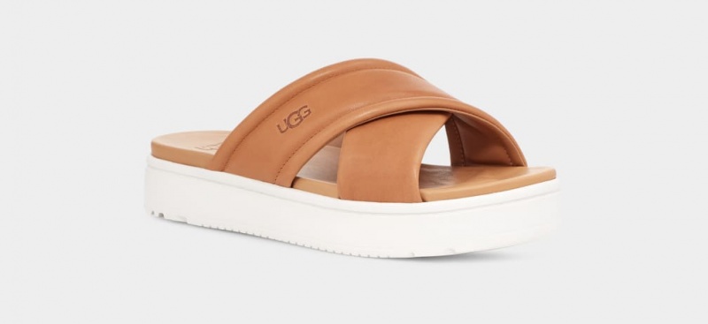 Klapki Damskie Ugg Zayne Crossband Brązowe | WNZ-015389