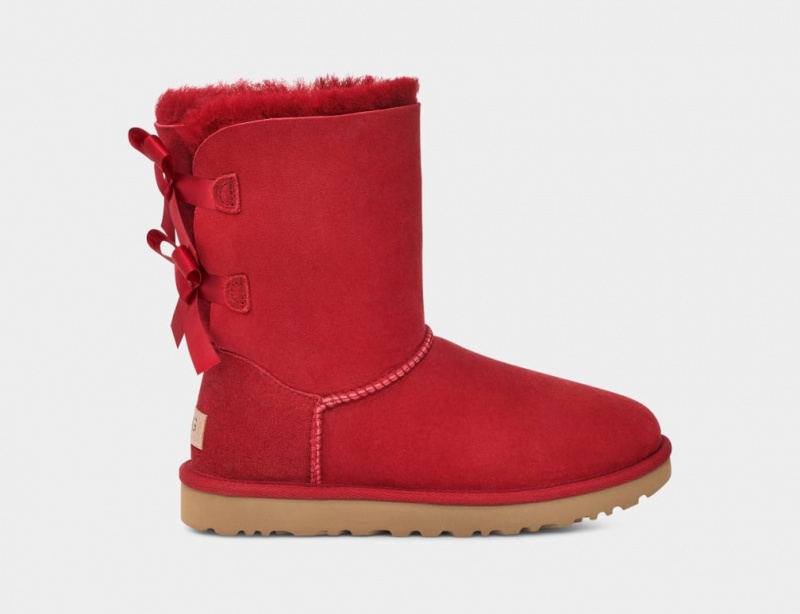 Kozaki Damskie Ugg Bailey Bow II Czerwone Bordowe | WZE-583649