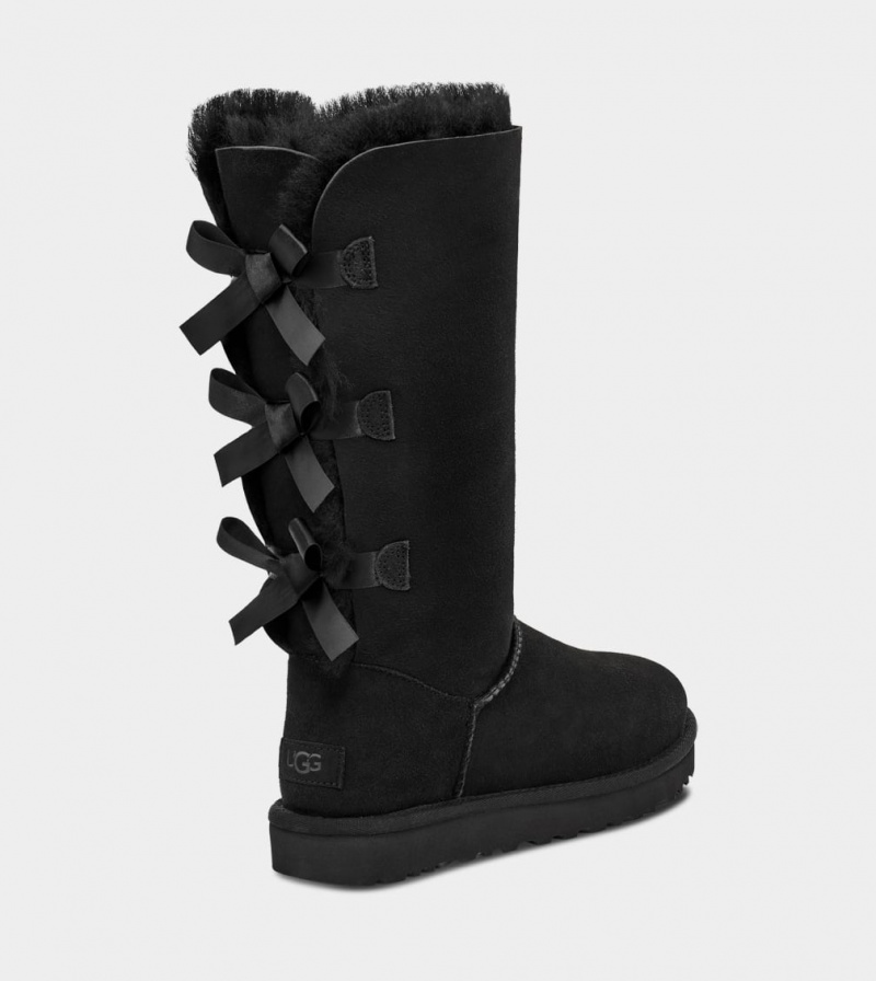 Kozaki Damskie Ugg Bailey Bow Wysokie II Czarne | KBR-583147