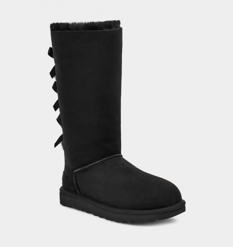 Kozaki Damskie Ugg Bailey Bow Wysokie II Czarne | KBR-583147