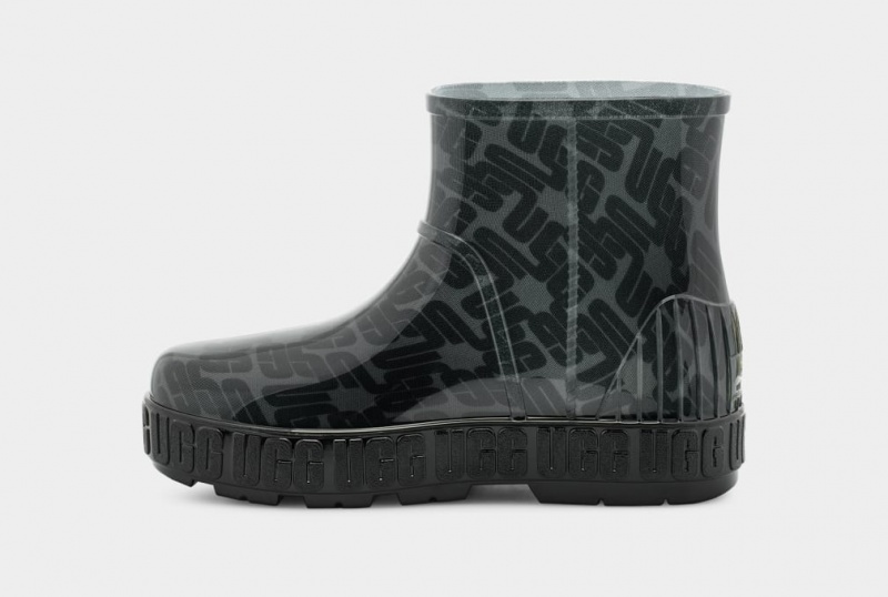 Kozaki Damskie Ugg Drizlita Grafiką Monogram Czarne | WZR-257816