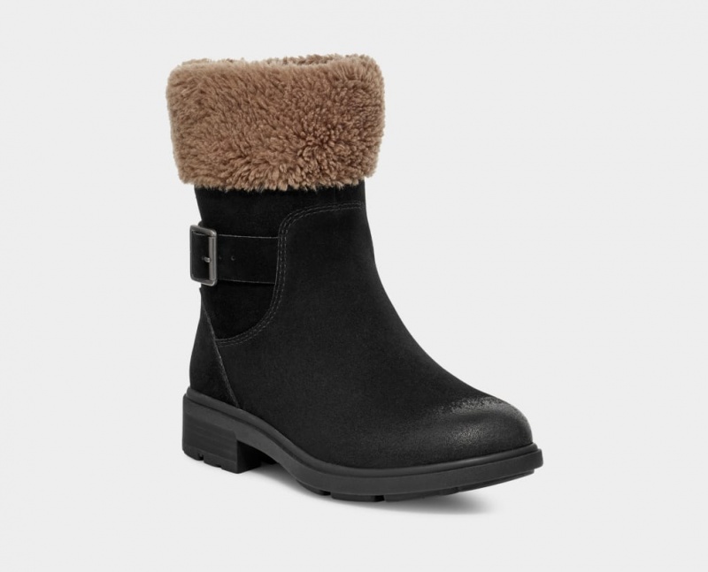 Kozaki Damskie Ugg Harrison Cuff Czarne | QEK-893705