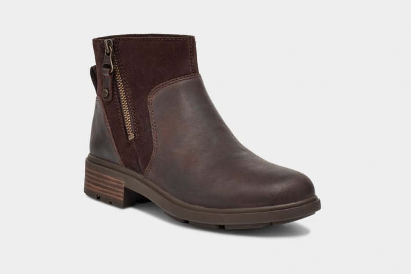 Kozaki Damskie Ugg Harrison Zip Zamszowe Brązowe | TDH-954632