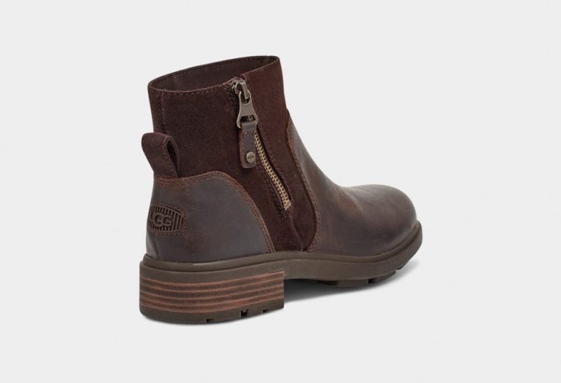 Kozaki Damskie Ugg Harrison Zip Zamszowe Brązowe | TDH-954632