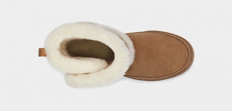 Kozaki Damskie Ugg Klasyczne Fluff Spill Seam Brązowe | HWE-367082