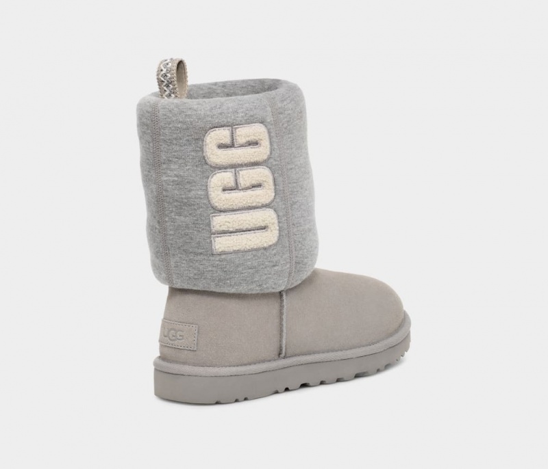 Kozaki Damskie Ugg Klasyczne Fur Jersey Cozy Szare | ZXV-428017