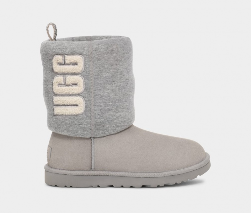 Kozaki Damskie Ugg Klasyczne Fur Jersey Cozy Szare | ZXV-428017