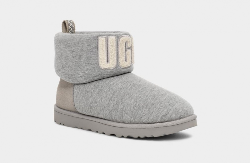 Kozaki Damskie Ugg Klasyczne Mini Fur Jersey Cozy Szare | QFU-706234