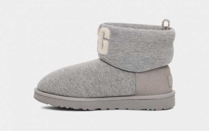 Kozaki Damskie Ugg Klasyczne Mini Fur Jersey Cozy Szare | QFU-706234