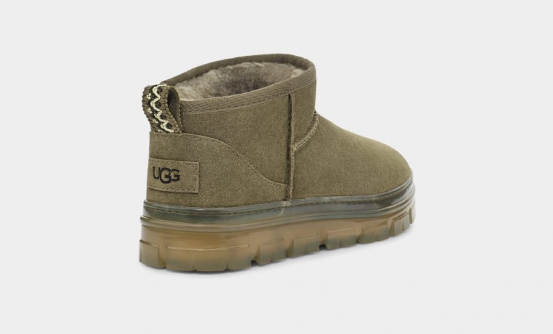 Kozaki Damskie Ugg Klasyczne Ultra Mini Clear Oliwkowe | VIU-217038