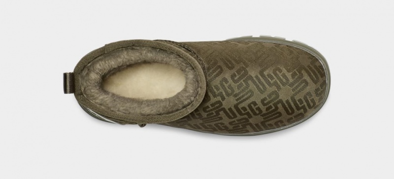 Kozaki Damskie Ugg Klasyczne Ultra Mini Monogram Oliwkowe | KCV-564170