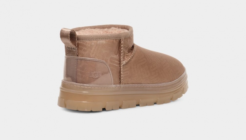 Kozaki Damskie Ugg Klasyczne Ultra Mini Monogram Brązowe Szare | JPR-916354