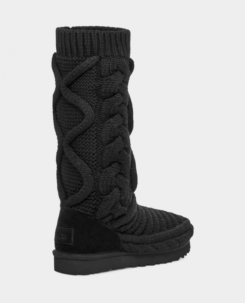 Kozaki Damskie Ugg Klasyczne Wysokie Chunky Knit Czarne | HQV-614709