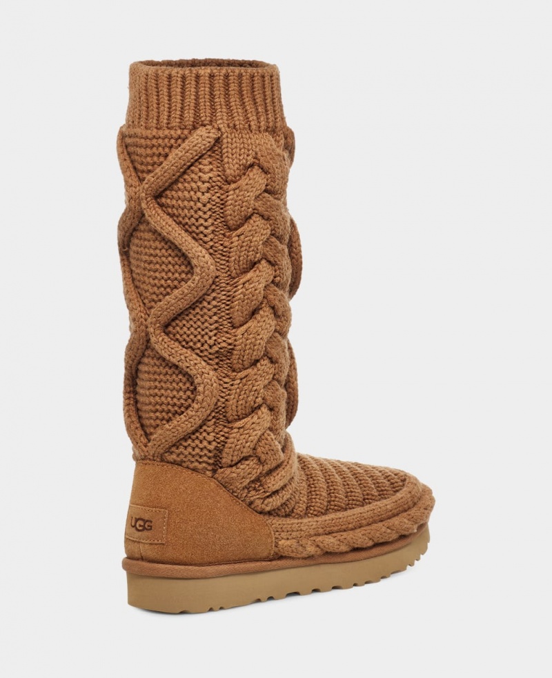 Kozaki Damskie Ugg Klasyczne Wysokie Chunky Knit Brązowe | RVH-501498