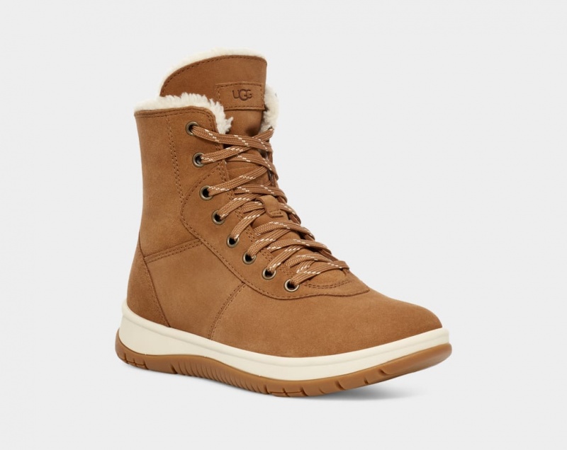 Kozaki Damskie Ugg Lakesider Mid Koronkowe Up Brązowe | SMR-412573