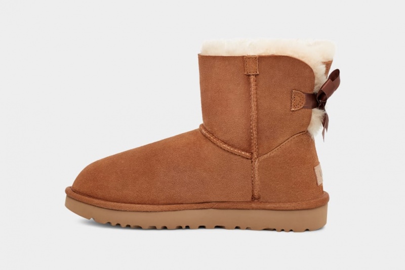 Kozaki Damskie Ugg Mini Bailey Bow II Brązowe | DEO-869547