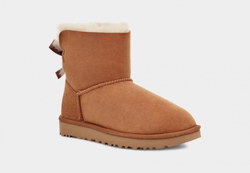 Kozaki Damskie Ugg Mini Bailey Bow II Brązowe | DEO-869547