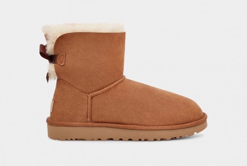 Kozaki Damskie Ugg Mini Bailey Bow II Brązowe | DEO-869547