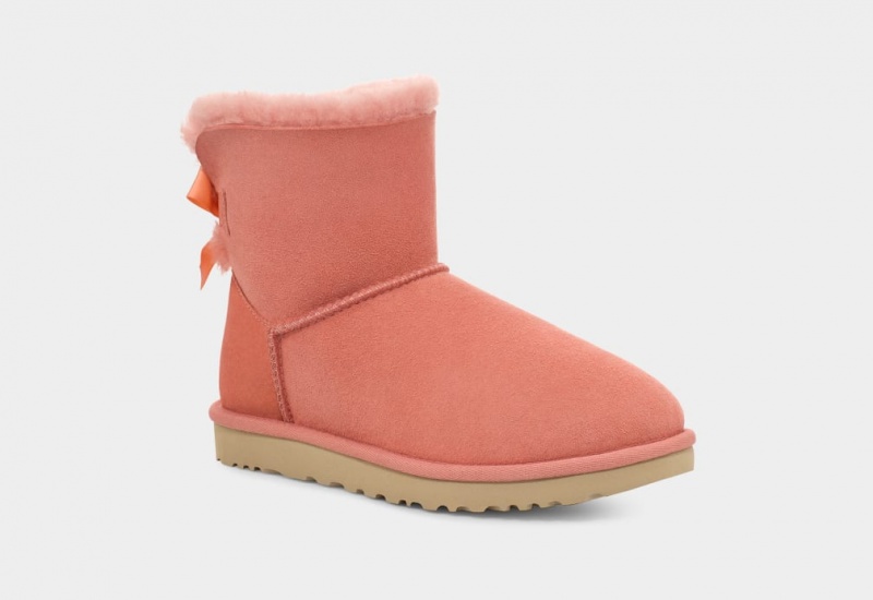 Kozaki Damskie Ugg Mini Bailey Bow II Koralowe | ZTA-463210