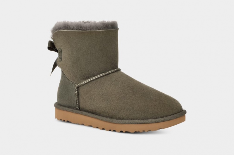 Kozaki Damskie Ugg Mini Bailey Bow II Szare | MRE-726193