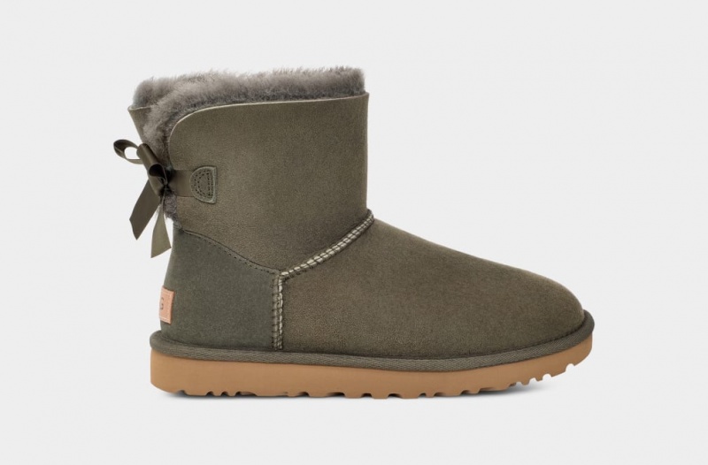 Kozaki Damskie Ugg Mini Bailey Bow II Szare | MRE-726193