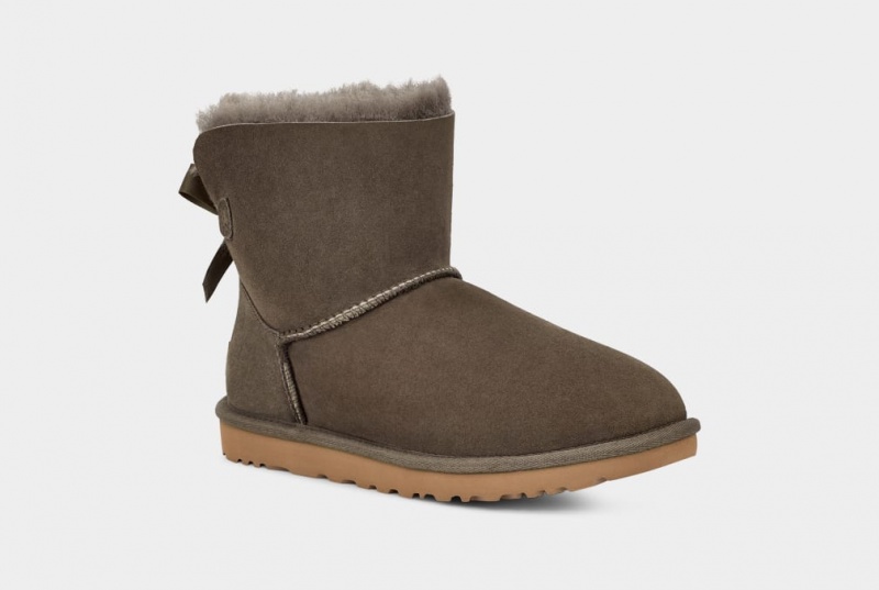 Kozaki Damskie Ugg Mini Bailey Bow II Szare | DTP-517928